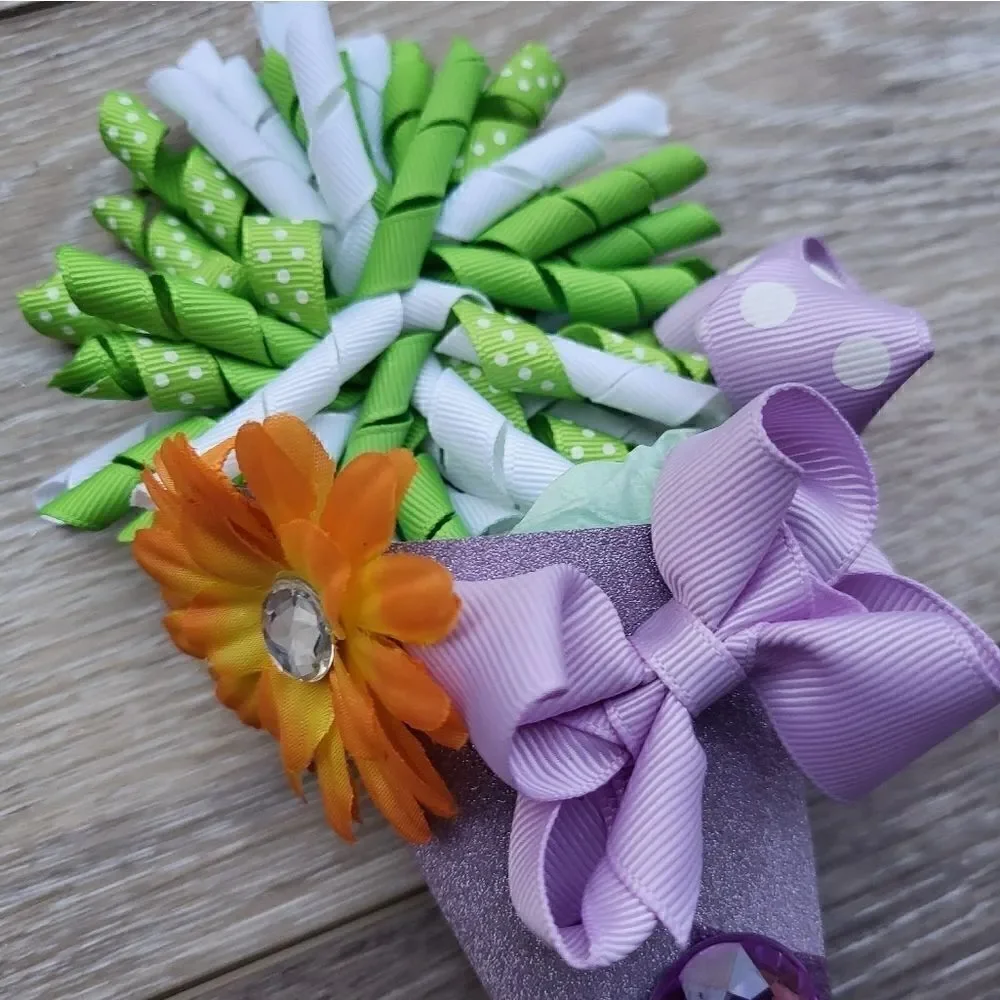 Gift: Small purple hair clip bouquet korker clip bows